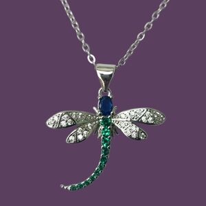 Silver Dragonfly Pendant & Chain Necklace